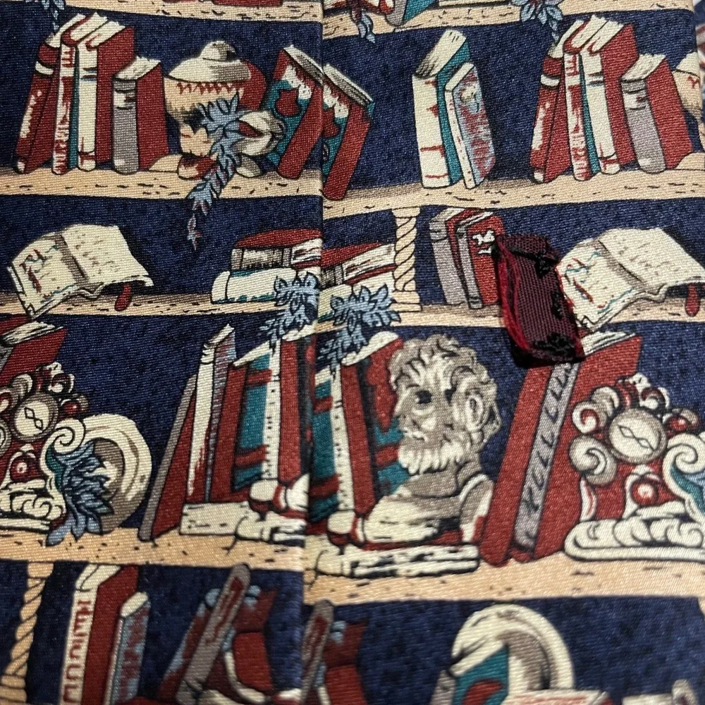 Museum Artifacts Silk Necktie Books Library Teacher History‎ Librarian Tie